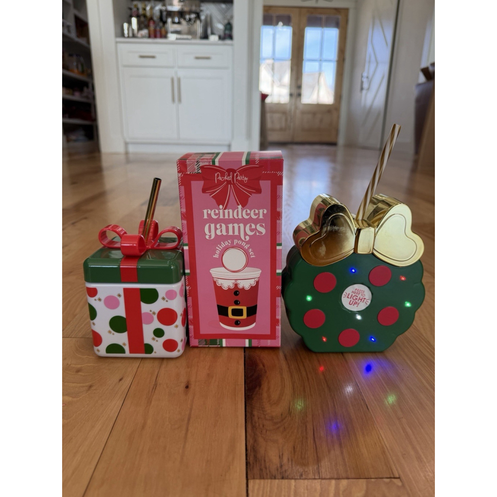 Packed Party Christmas Lot Of 3 Holiday Beer Pong Set 2 Decorative Cups NWOT